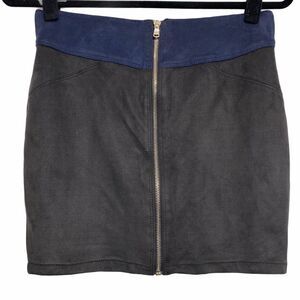 Zara Charcoal Gray & Blue Faux Suede Mini Skirt